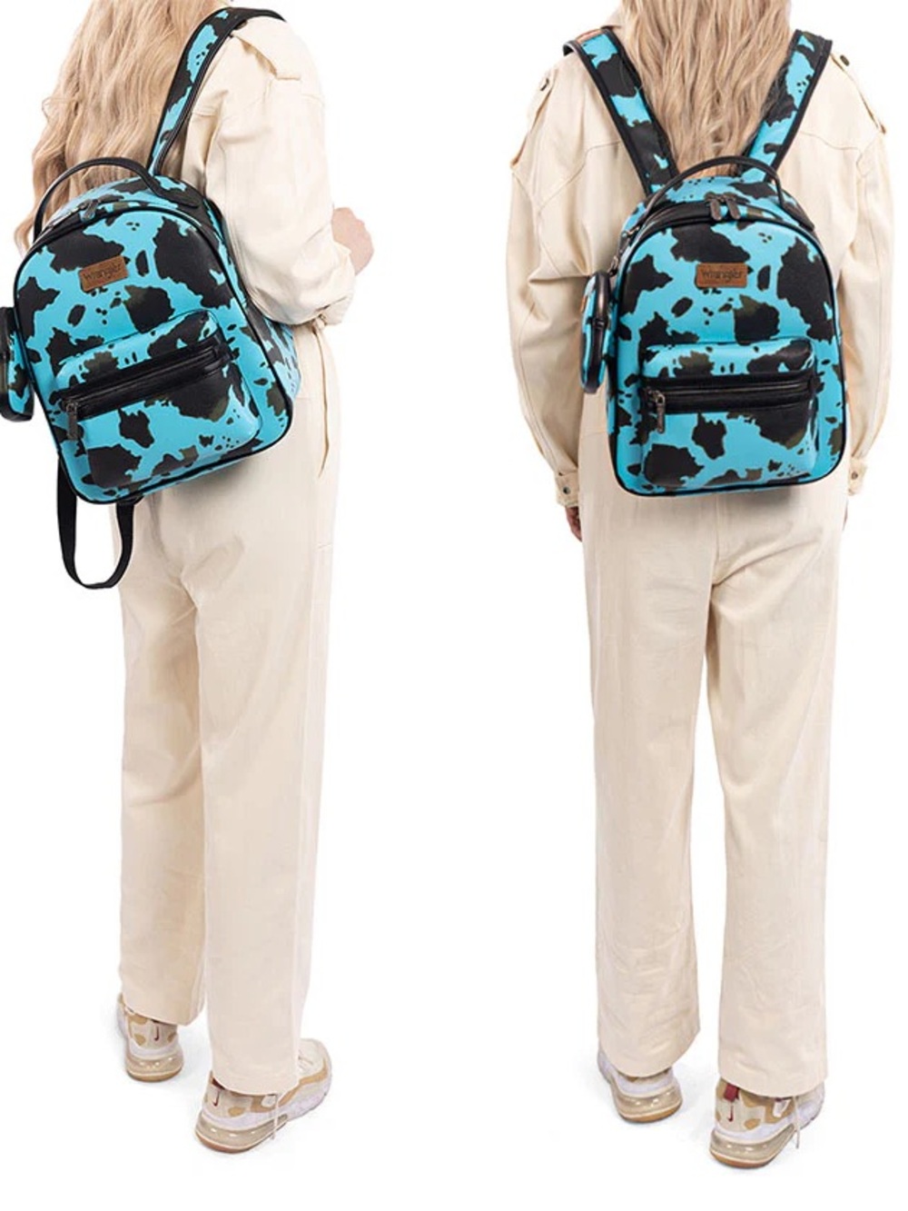 Wrangler Montana West Turquoise and Black Cow Print Mini Backpack